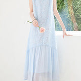 Delicate Date 3D Cut Floral Chiffon Spliced Ruched Dress
