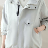 Casual Elegant Drawstring Hooded Long Sleeve Jacket