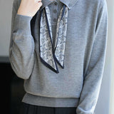 French Fashion Knit Top with Tie - liwisi