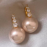 Light luxury copper micro inlaid zircon pearl earrings - liwisi