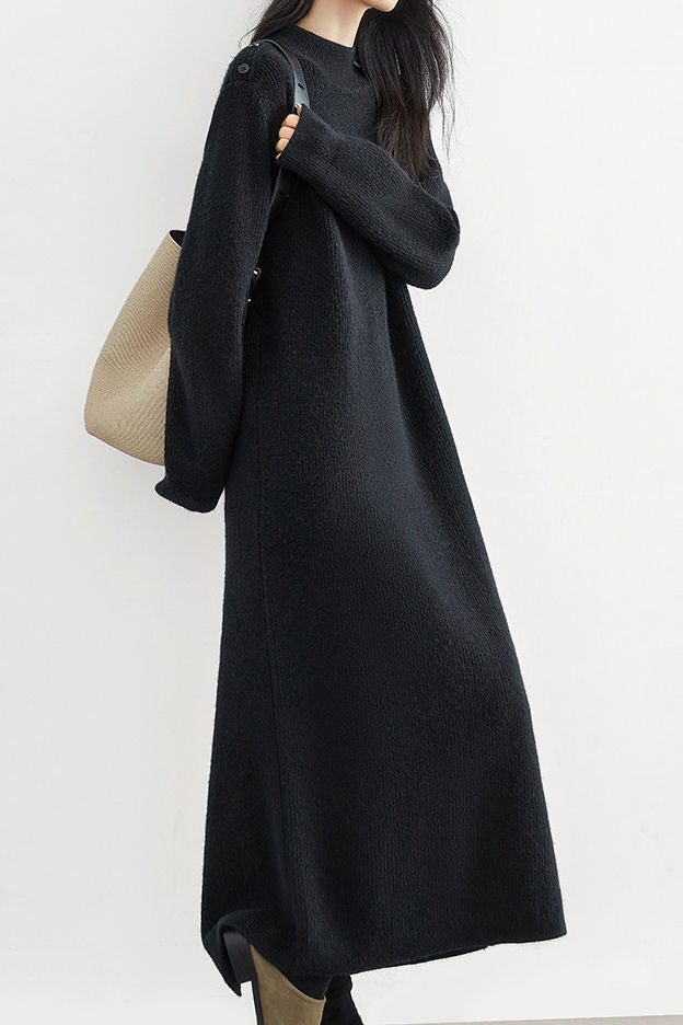Casual Lazy Solid-Color Knitted Dress - liwisi
