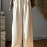 High-Waisted Straight-Leg Chenille Wide-Leg Pants