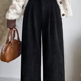 High-Waisted Straight-Leg Chenille Wide-Leg Pants