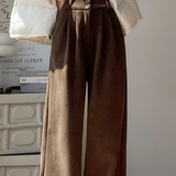 High-Waisted Straight-Leg Chenille Wide-Leg Pants