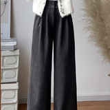 High-Waisted Straight-Leg Chenille Wide-Leg Pants