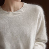 Casual Soft Brushed Silk Cashmere Sweater
