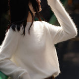 Casual Soft Brushed Silk Cashmere Sweater