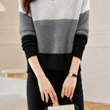 Casual Contrast Horizontal Stripe Knit Top