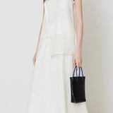 Round neck sleeveless irregular T-shirt and A-line skirt set