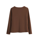 Front Ribbon Cut-Out Design Long Sleeve T-Shirt - 4 Colors Available