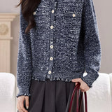 Casual Slub Yarn Frayed-Edge Knitted Cardigan - liwisi