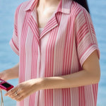 Casual Half Placket V-Neck Short Sleeve Shirt - liwisi