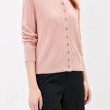 Elegant Commuter V‑Neck Textured Long‑Sleeve Knit Cardigan