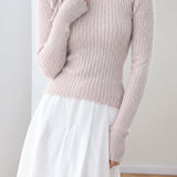 Elegant Drawstring Ruched Off Shoulder Ribbed Knit Top