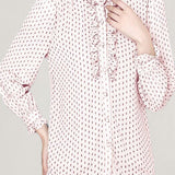 Elegant Crinkled Polka Dot Ruffled Blouse
