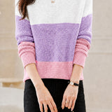 Casual Contrast Horizontal Stripe Knit Top