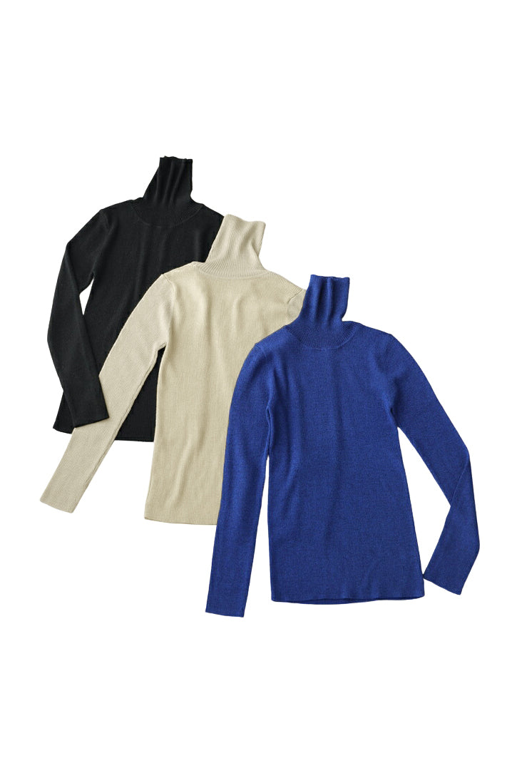タートルネックシンプルニットトップス　3色入 - liwisi