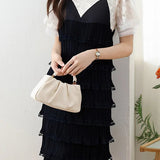 Casual Elegant Fake Two-Piece Strap Mesh Dress