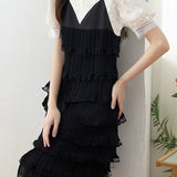 Casual Elegant Fake Two-Piece Strap Mesh Dress