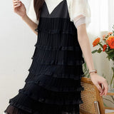 Casual Elegant Fake Two-Piece Strap Mesh Dress
