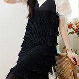 Casual Elegant Fake Two-Piece Strap Mesh Dress