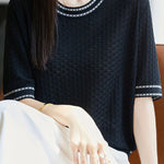 Casual versatile knit T-shirt - liwisi
