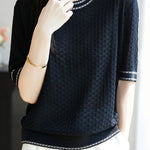 Casual versatile knit T-shirt - liwisi