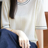 Casual versatile knit T-shirt - liwisi