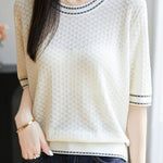 Casual versatile knit T-shirt - liwisi