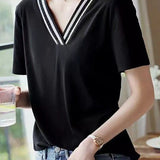 Elegant versatile woven strap T-shirt - liwisi