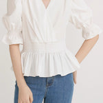 French-style versatile puff sleeve shirt - liwisi