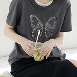 Intellectual elegant faux two-piece T-shirt - liwisi