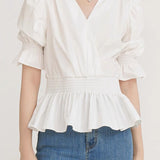 French-style versatile puff sleeve shirt - liwisi