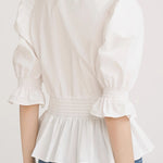 French-style versatile puff sleeve shirt - liwisi