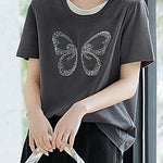 Intellectual elegant faux two-piece T-shirt - liwisi