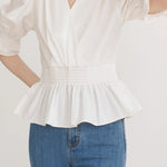 French-style versatile puff sleeve shirt - liwisi