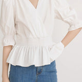 French-style versatile puff sleeve shirt - liwisi