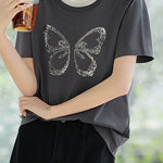 Intellectual elegant faux two-piece T-shirt - liwisi