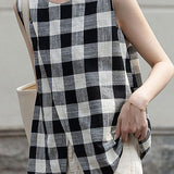 Vintage plaid pure cotton shirt - liwisi