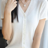Versatile knit short sleeve T-shirt - liwisi