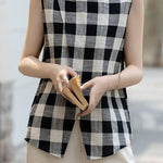 Vintage plaid pure cotton shirt - liwisi