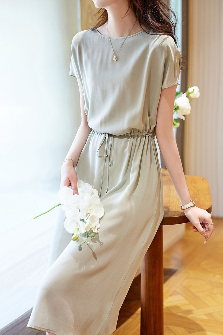 elegant boat neck dresses Minimalist elegant boat neck tie dress