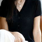 Versatile knit short sleeve T-shirt - liwisi