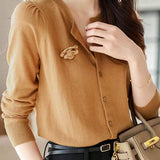Elegant Camellia Knit Cardigan