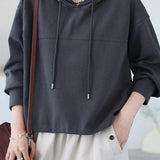 Drawstring Hem Drop Shoulder Hoodie - 4 Colors Available