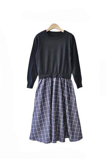 ニットドッキング異色ロングフレアワンピース　6色入 - liwisi