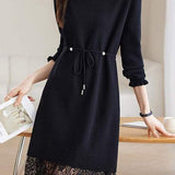 Pearl Beaded Decor Knit Dress - 2 Colors Available
