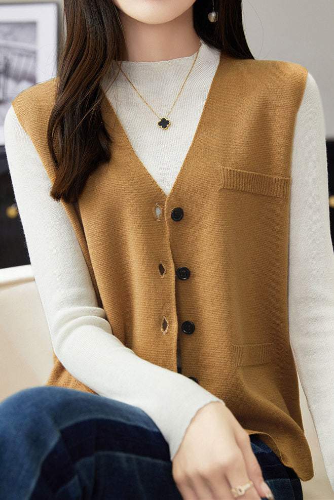Sleeveless cardigan waistcoat - liwisi