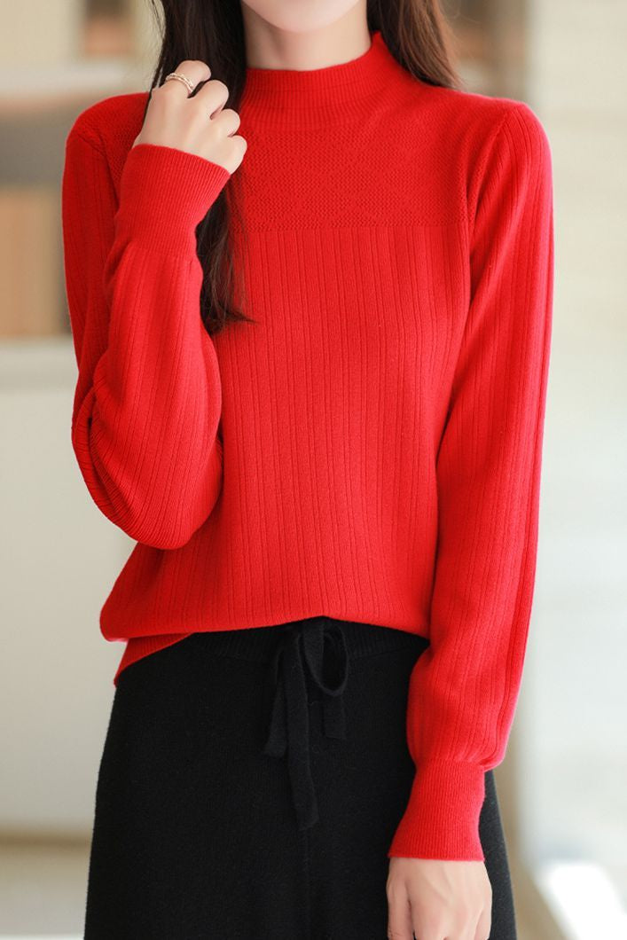 Half Turtleneck Jacquard Sweater Knit Base - liwisi