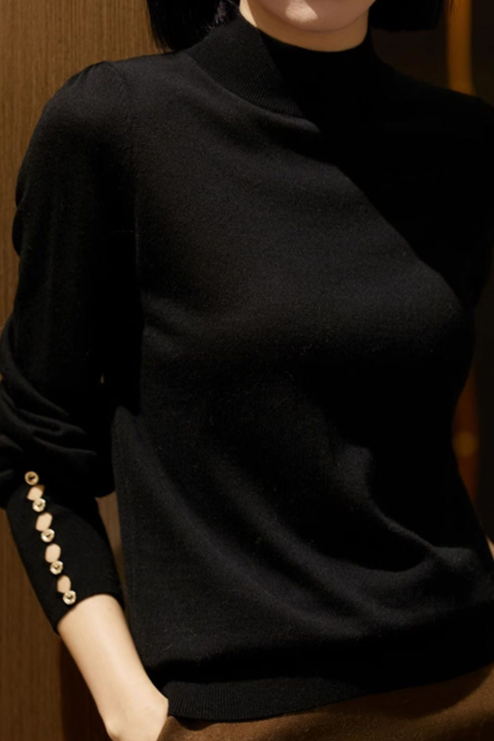 Solid - color casual knitted sweater - liwisi